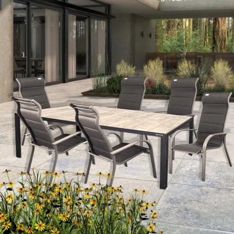 BERGAMO MIAMI szary - aluminiowy zestaw sof 6+1