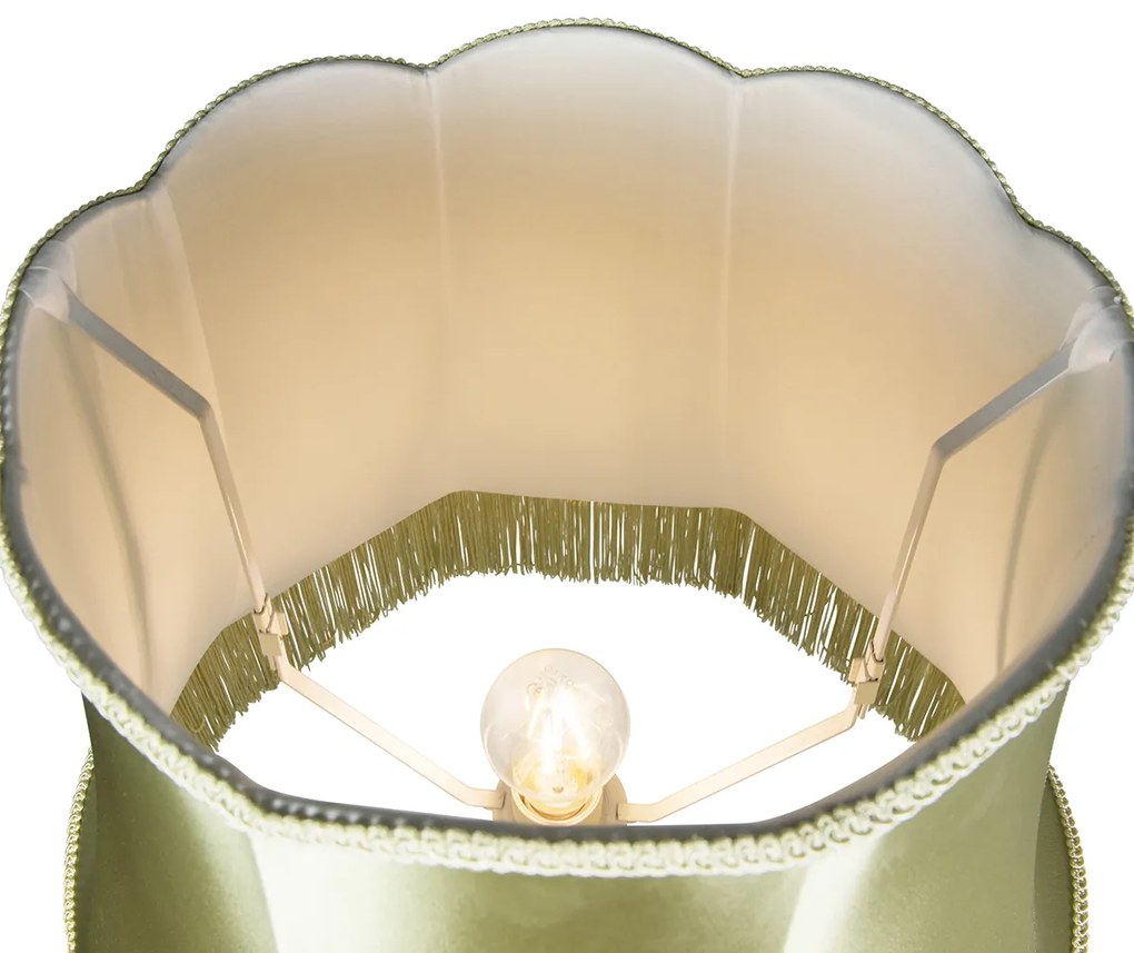 Lampa podłogowa w stylu Retro szara z zielonym abażurem Granny - Classico Retro Oswietlenie wewnetrzne
