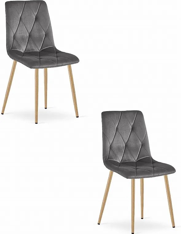 Krzesło Valora TYRA z ciemnoszarym aksamitem, nogi z drewna x2