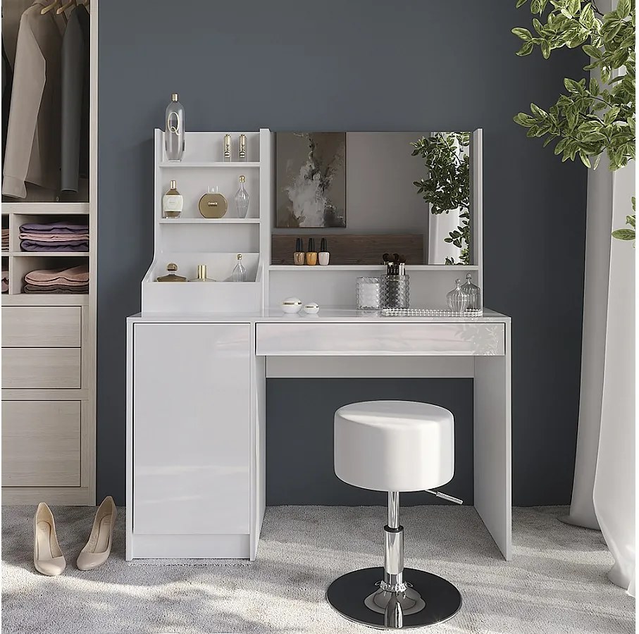 Stół toaletowy biały/biały wysoki połysk 119.8x50.1x76 sherry