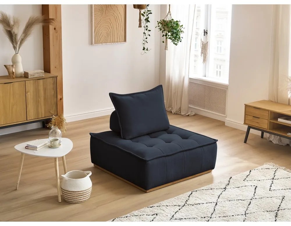 Ciemnoniebieski fotel z tkaniny szenilowej Elisa – Bobochic Paris