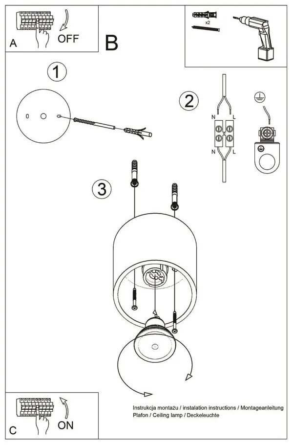 Ciemnoszara lampa punktowa ø 10 cm Roda – Sollux
