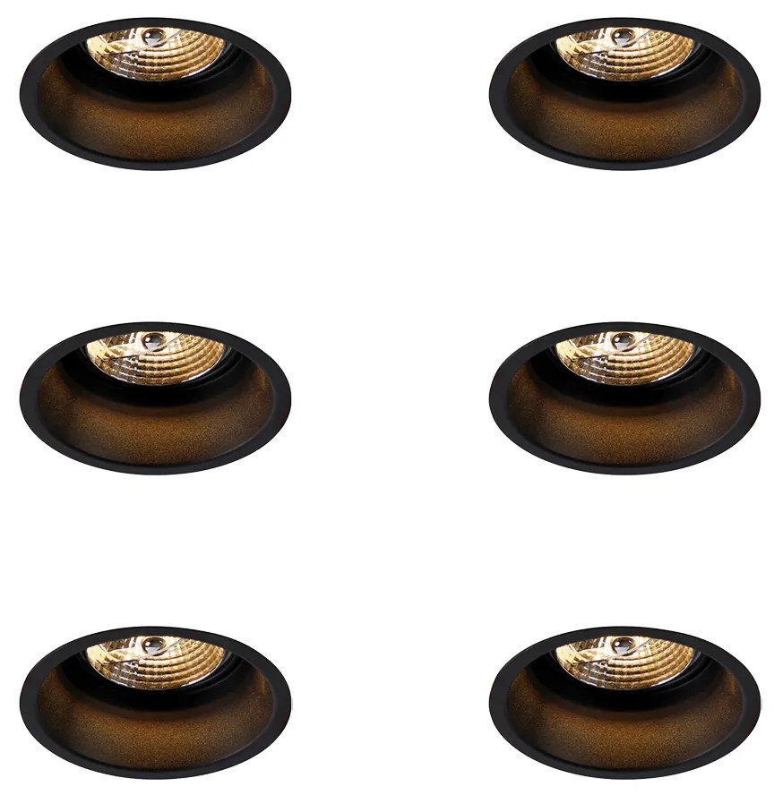 Zestaw 6 nowoczesnych reflektorów wpuszczanych czarnych AR70 - Dept