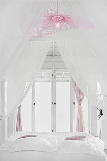 Wisząca lampa druciana kapelusz różowa C2-P49