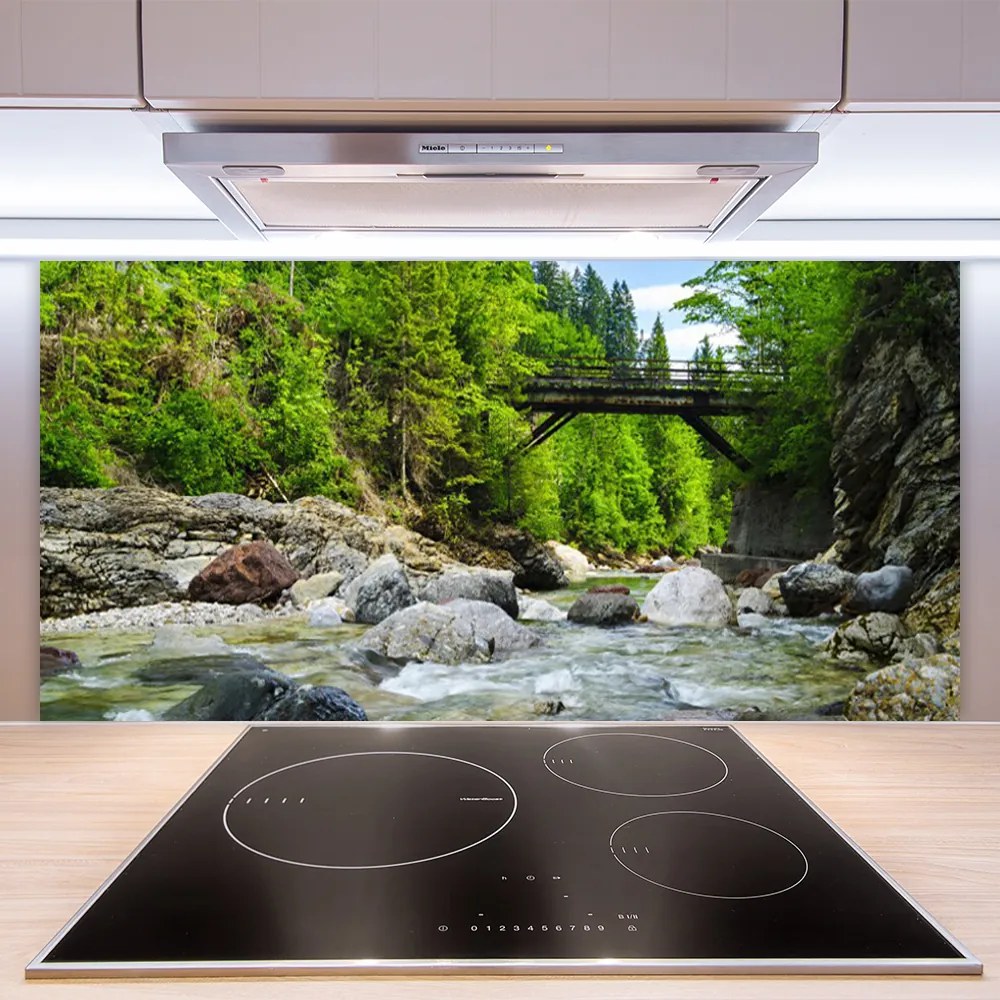 Panel Szklany Mostek w Cieniu Drzew