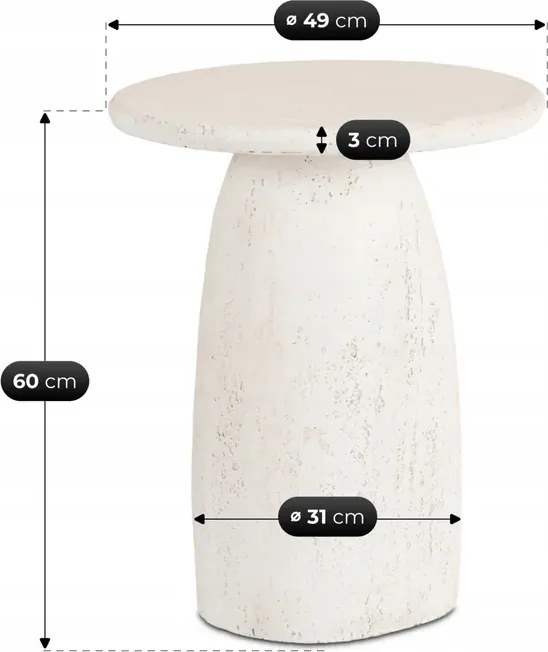 Stolik Kawowy REES 49 cm Krem/Beż Nowoczesny