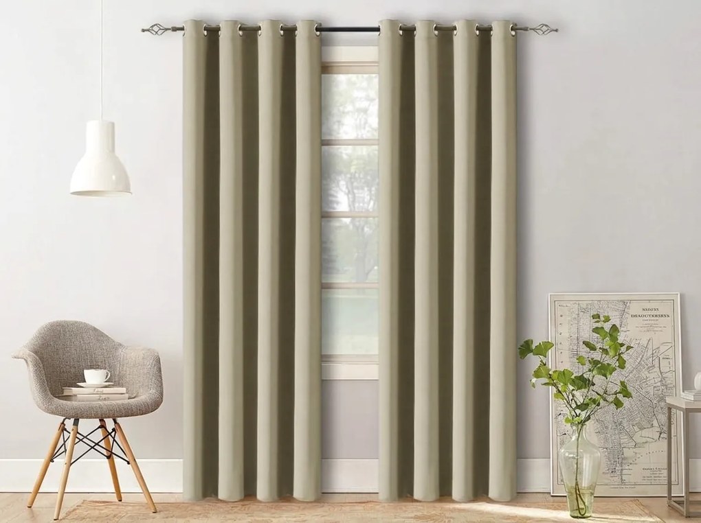 Zasłona OXFORD 140x250 cm, jasnobeżowy Zawieszanie: Metalowe pierścienie
