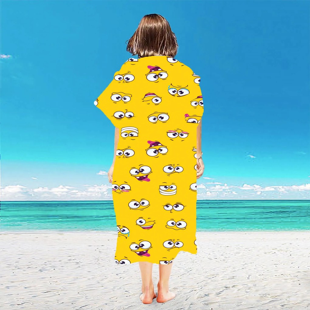 Ponczo plażowe SMILE żółte 80x145 cm
