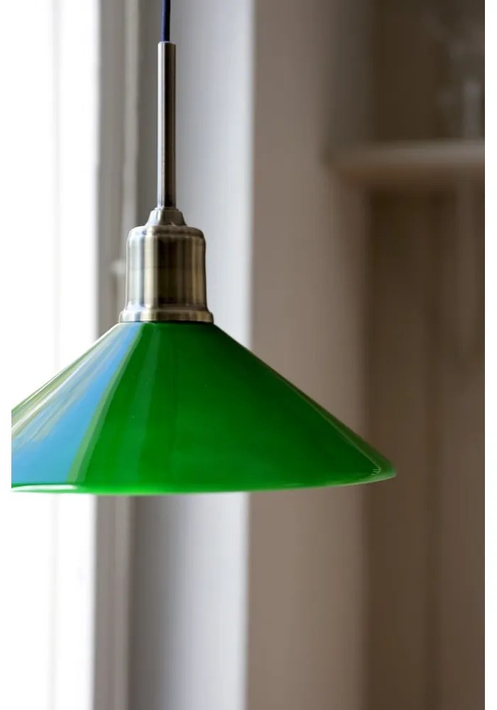 Lampa wisząca w kolorze mosiądzu z zielonym szklanym kloszem ø 25 cm Vela – Markslöjd
