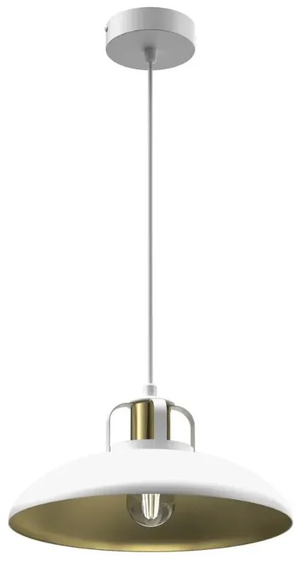 Lampa biała wisząca metalowy klosz M1-G87