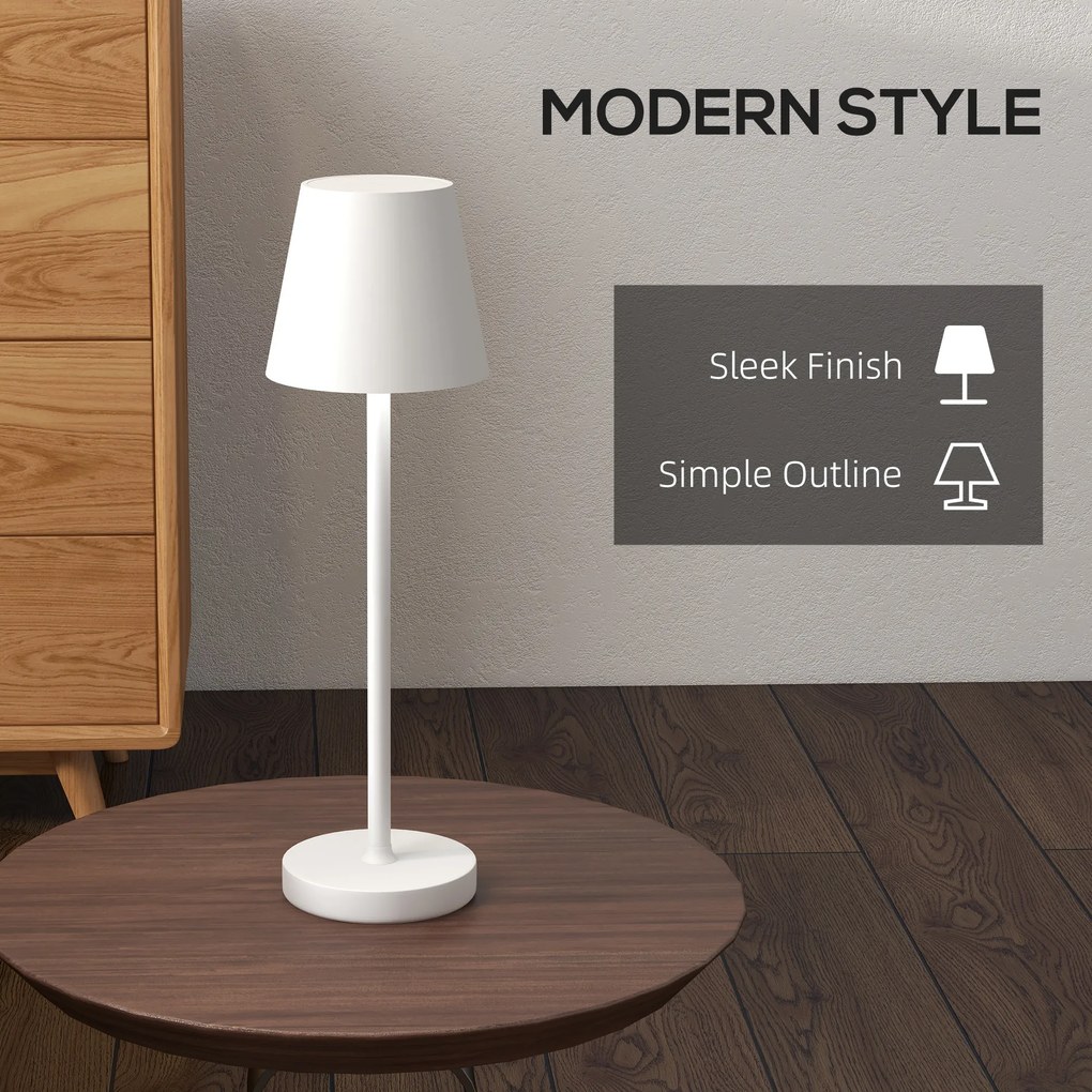 HOMCOM Lampa stołowa, regulowana, 1000 LM, Średnica 11,2x36,5 cm, Biała