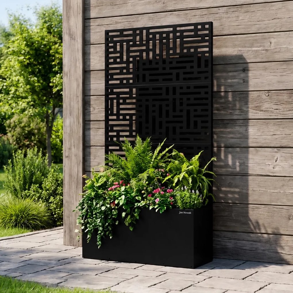 Metalowa pergola z donicą Rose 90 × 30 × 180 cm, kolor czarny