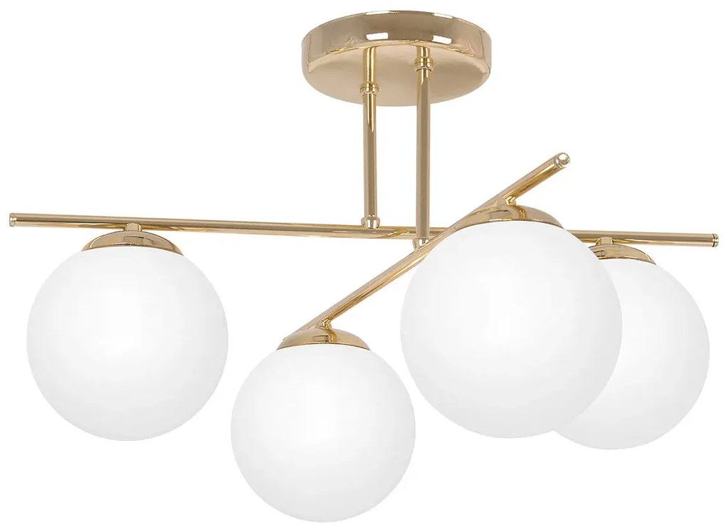Złoto-biała lampa sufitowa z 4 szklanymi kloszami - A673-Didaro