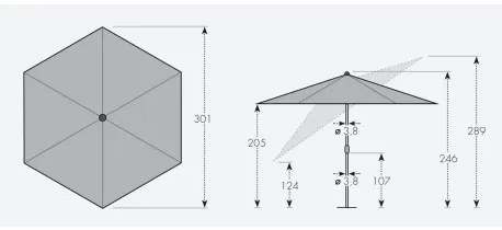 LIFE 305 cm - parasol uchylny z rączką : Substancja Desen - 846