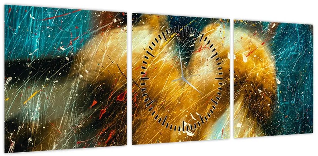Obraz - Całujące się anioły (z zegarem) (90x30 cm)