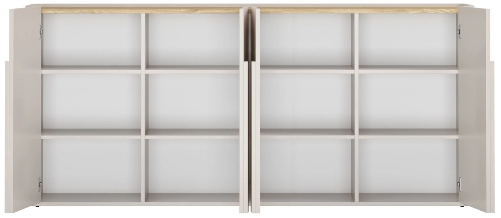 Komoda Amilio 200 cm czterodrzwiowa - kaszmir / dąb olejowany / uchwyty kaszmir