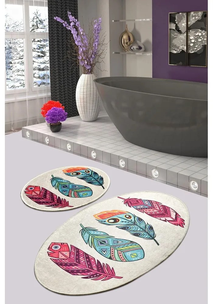 Dywaniki łazienkowe zestaw 2 szt. 60x100 cm Feather – Foutastic