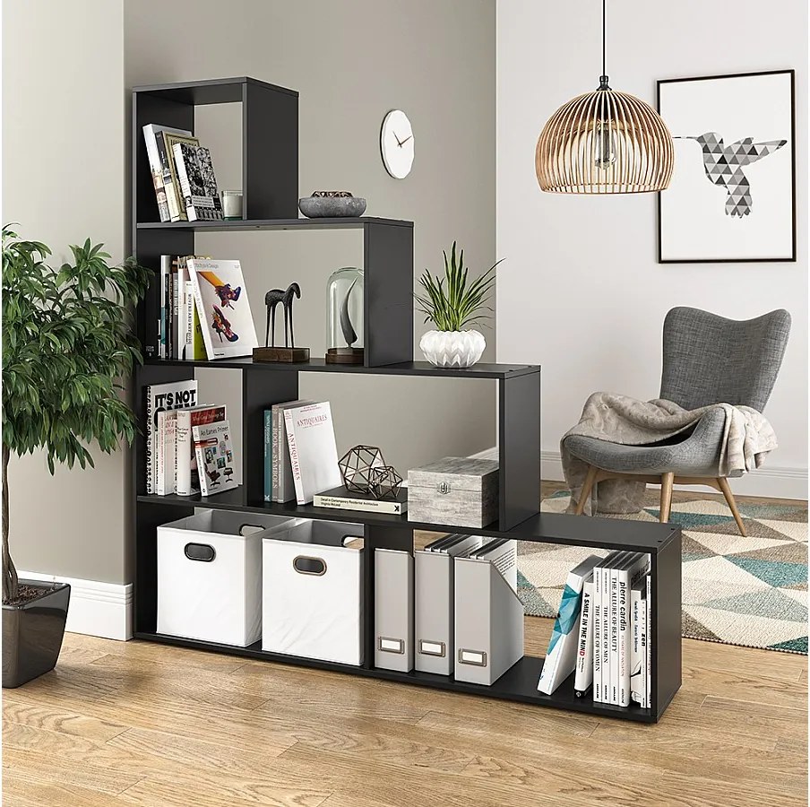 Półka na schody czarny 163x29x155