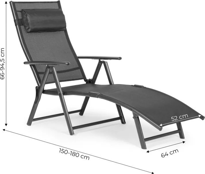 Składany leżak ogrodowy z regulacją oparcia Acapulco 020, szary