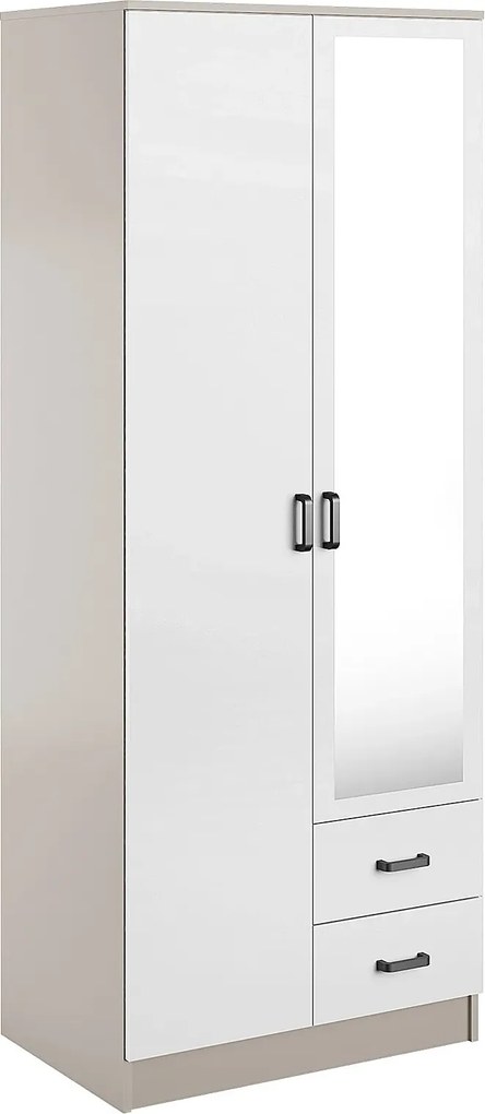 Szafa uchylna z szufladami i lustrem kaszmir + biały L5-S06