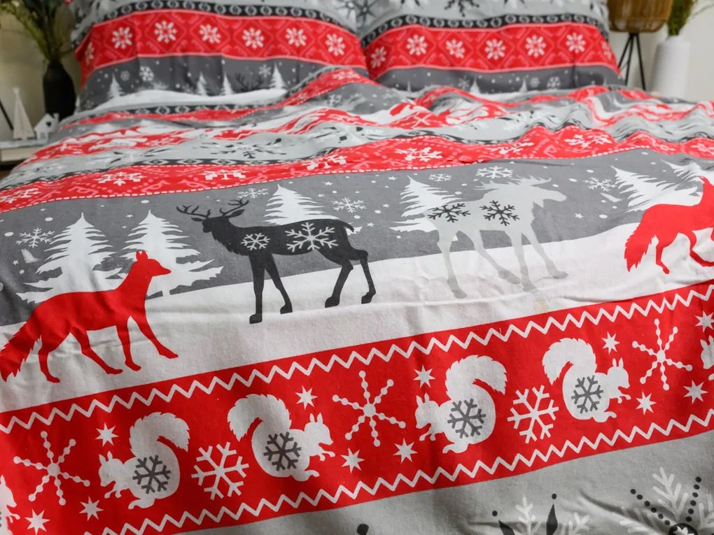 PrzytulneMieszkanie.pl PrzytulneMieszkanie.pl Flanelowa pościel SNOWY FOREST szara Rozmiar pościeli: 70 x 90 cm | 140 x 220 cm