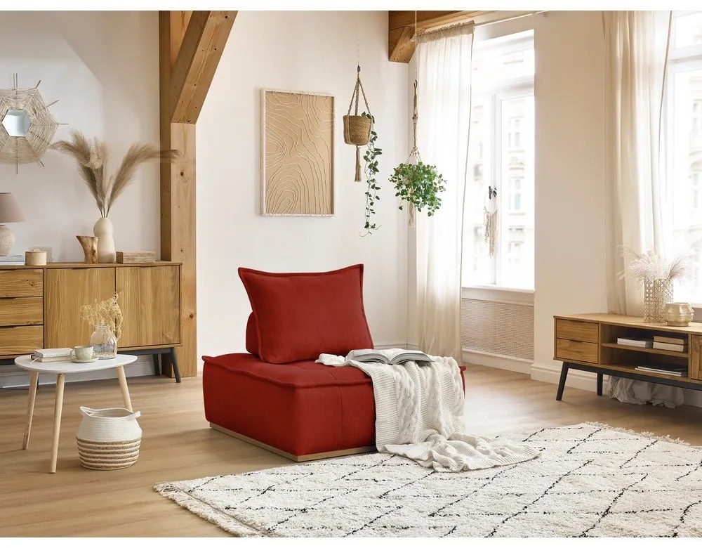 Ceglasty fotel z tkaniny szenilowej Elisa – Bobochic Paris