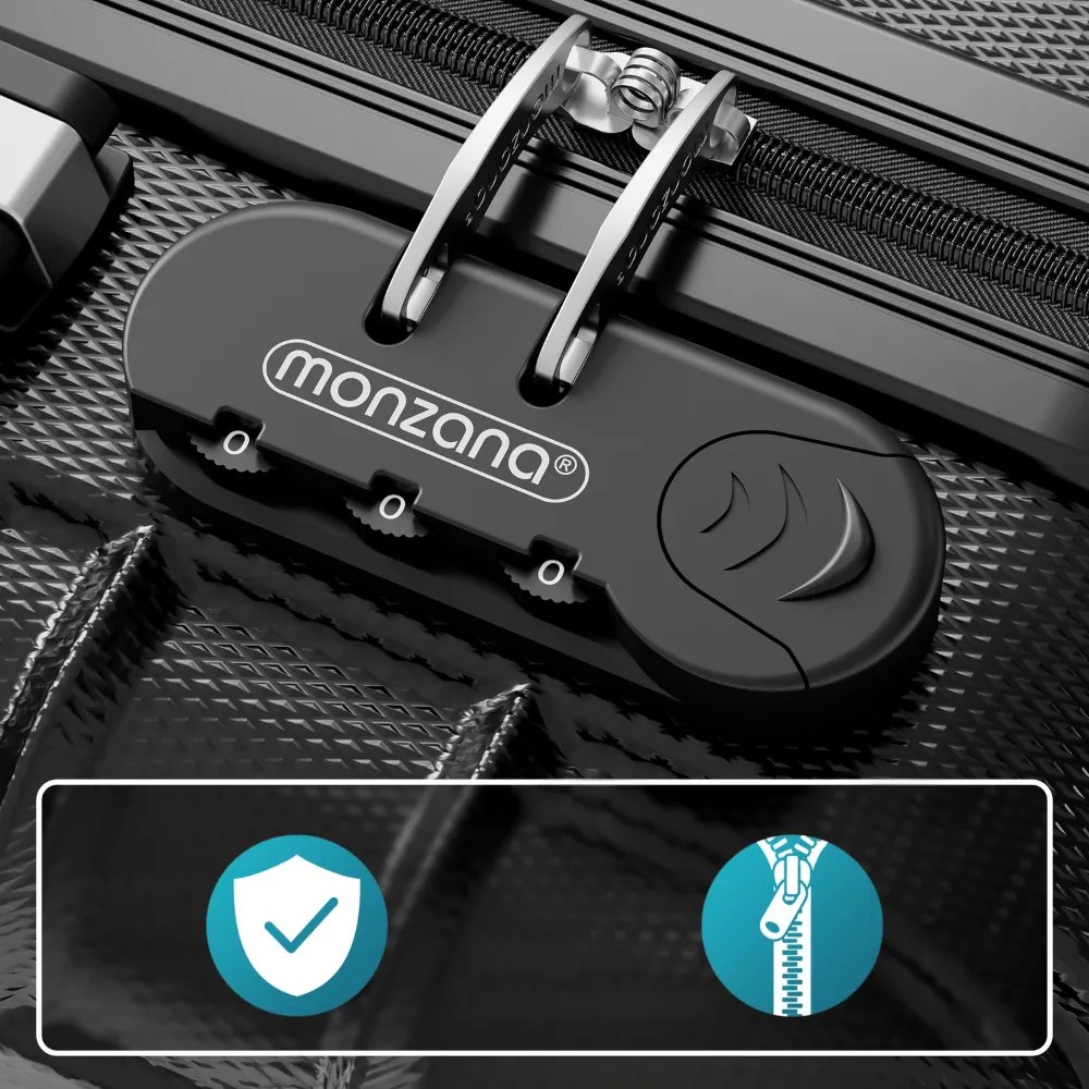 Zestaw walizek skorupowych AERO, 4-częściowy, ABS, czarny Monzana