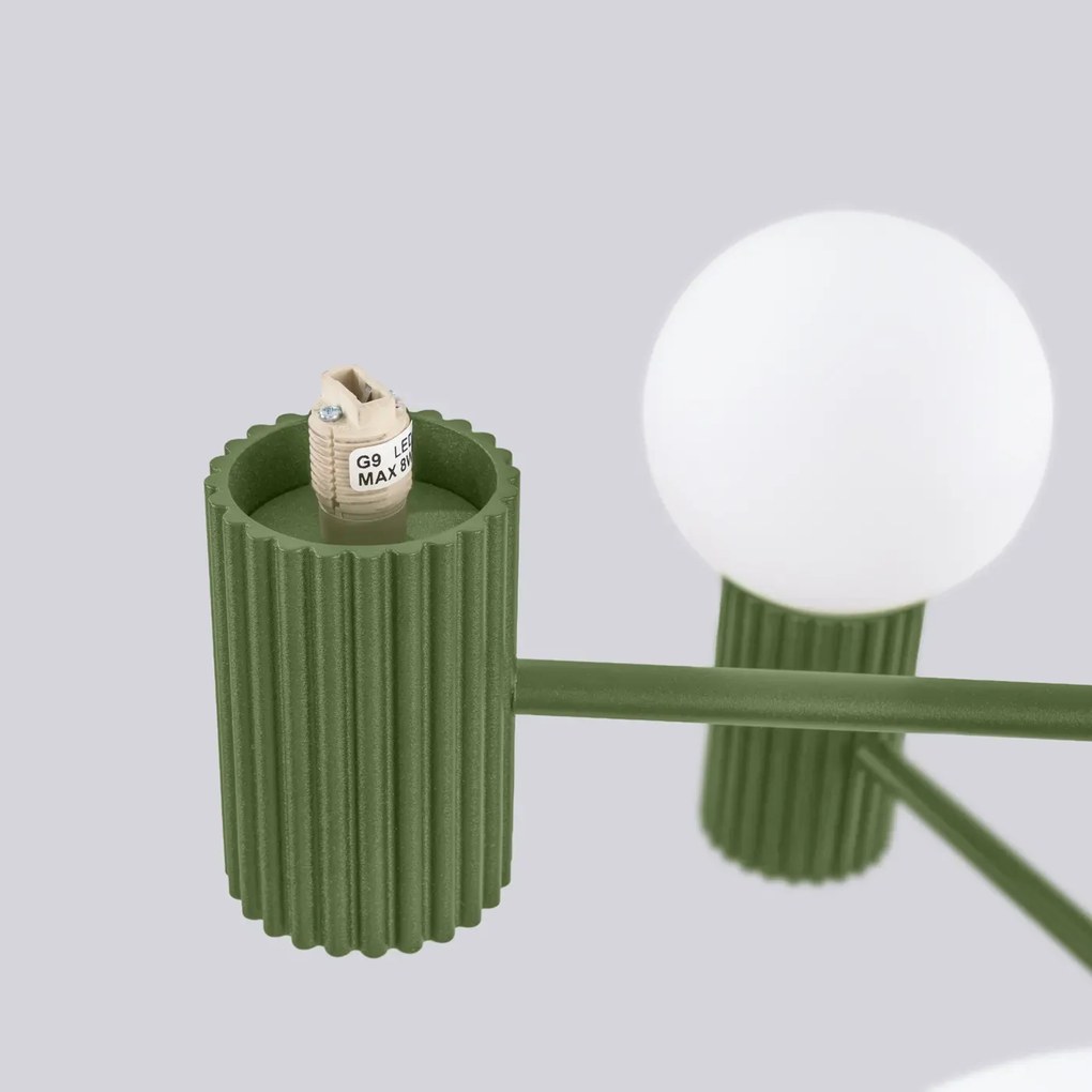 Żyrandol HALO 6 zielony oliwkowy ryflowany SOLLUX  LIGHTING