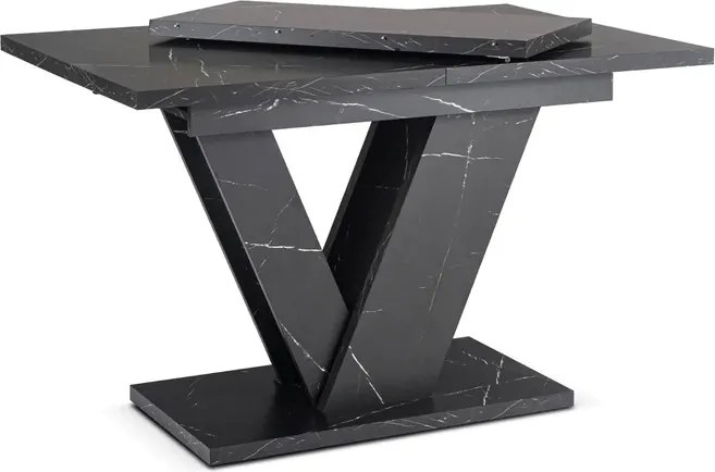 Stół Prostokątny Rozkładany CLARK 120-160 cm Czarny Marmur Glamour