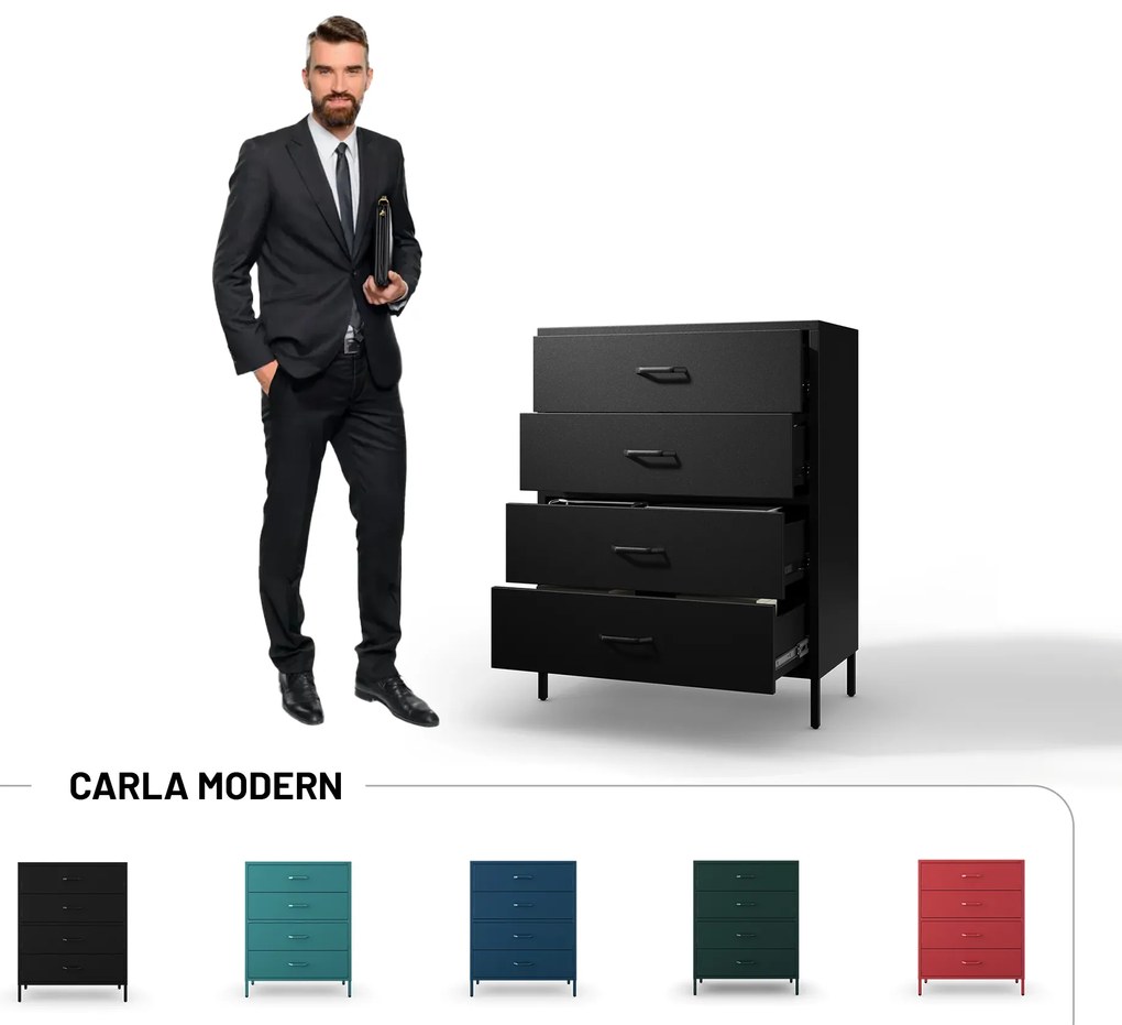 Komoda szafka metalowa czarna Modern CARLA 800 x 1015 x 400 mm