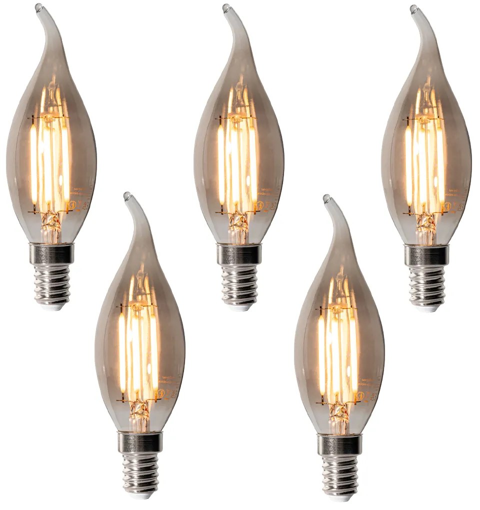 Zestaw 5 ściemnialnych żarówek LED E14 BXS35 dymionych 4W 300 lm 2200K