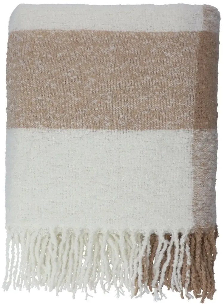 Koc ALLORA z przędzy boucle ecru 130x170 cm HOMLA