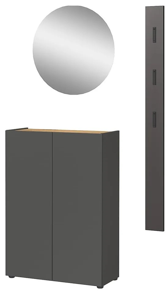 Antracytowy zestaw do przedpokoju w dekorze dębu 104x200x33 cm Alviano – Germania
