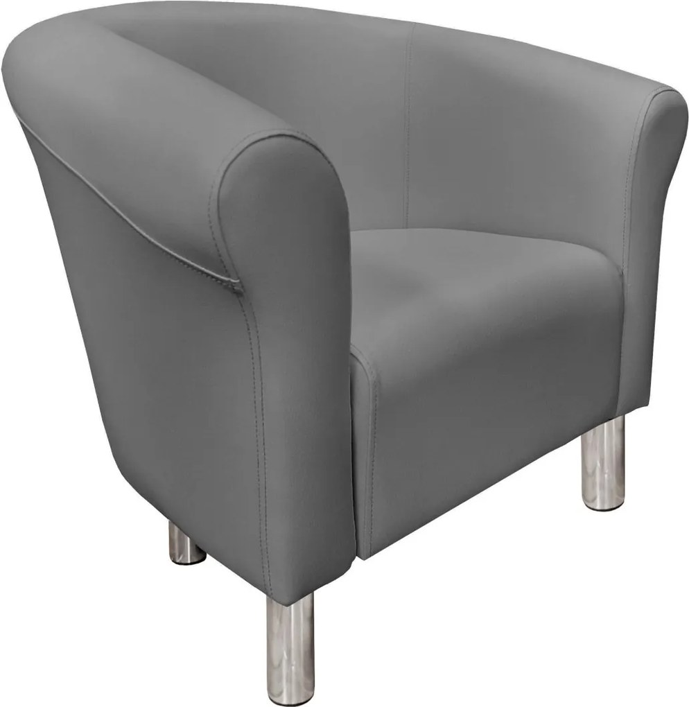 Fotel Milo tkanina Eko-skóra elegancki fotel do salonu i gabinetu : Kolor nogi - Chrom, Kolor tkaniny - EKO-SKÓRA - 22D, Wysokość nogi - 15 cm