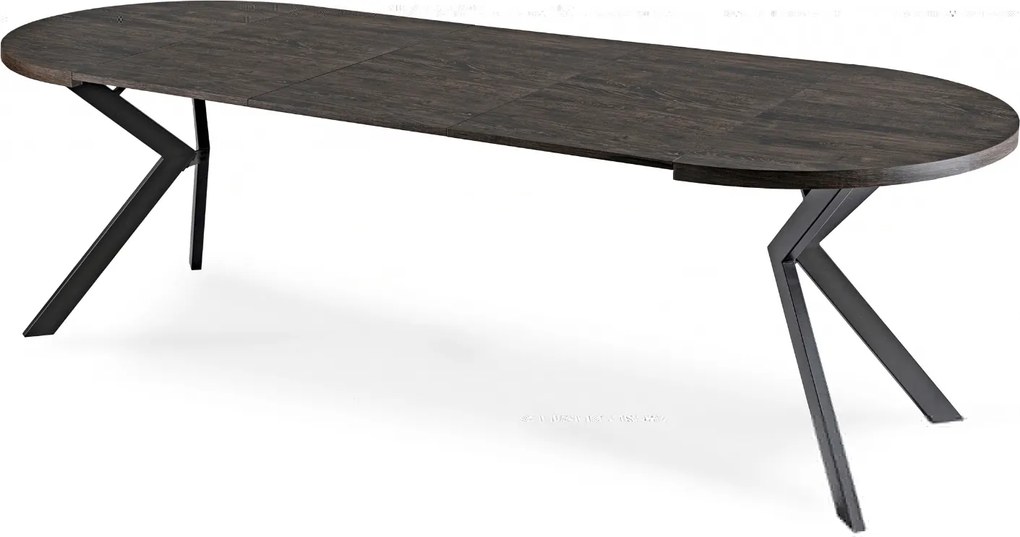 Stół Okrągły Rozkładany LUKAS 100-250 cm Czarny Nowoczesny Loft