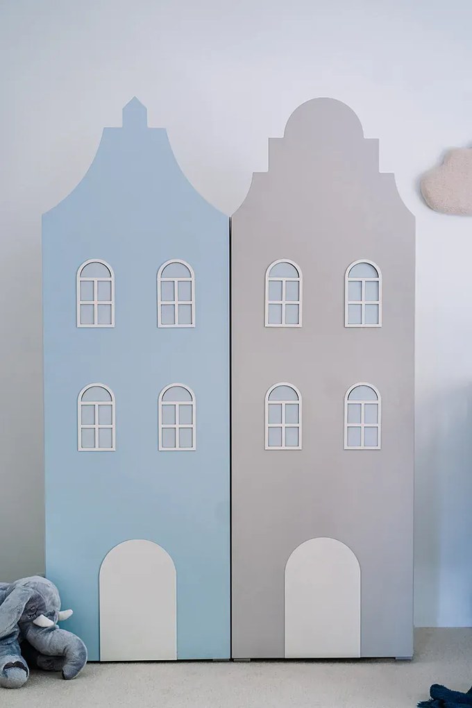 Popielata szafa domek H8-C96