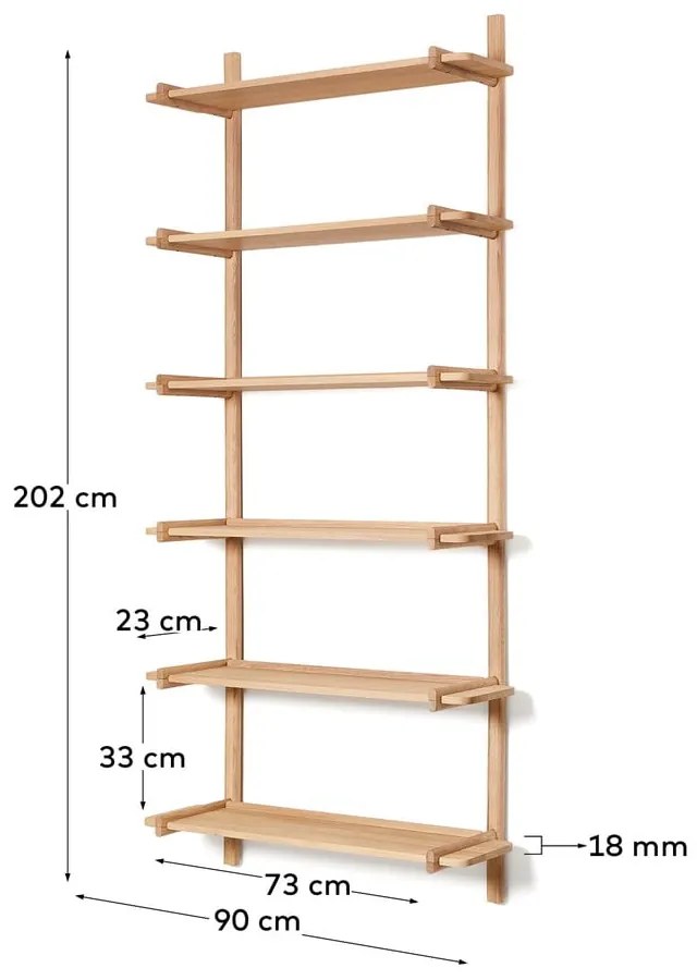 Modułowy system półek z litego drewna dębowego 90x202 cm Sitra – Kave Home