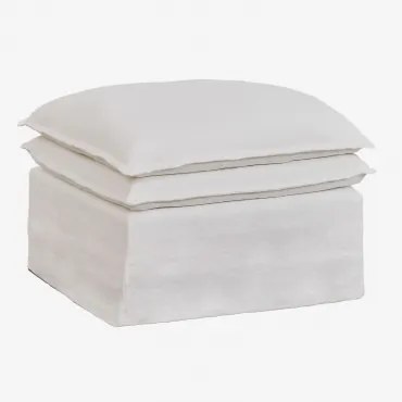 Puf Grace Z Lnu I Bawełny Tkaniny Distressed White - Sklum