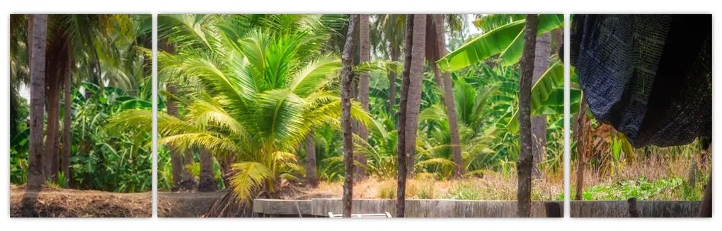 Obraz - Drewniana łódź na kanale, Tajlandia (170x50 cm)