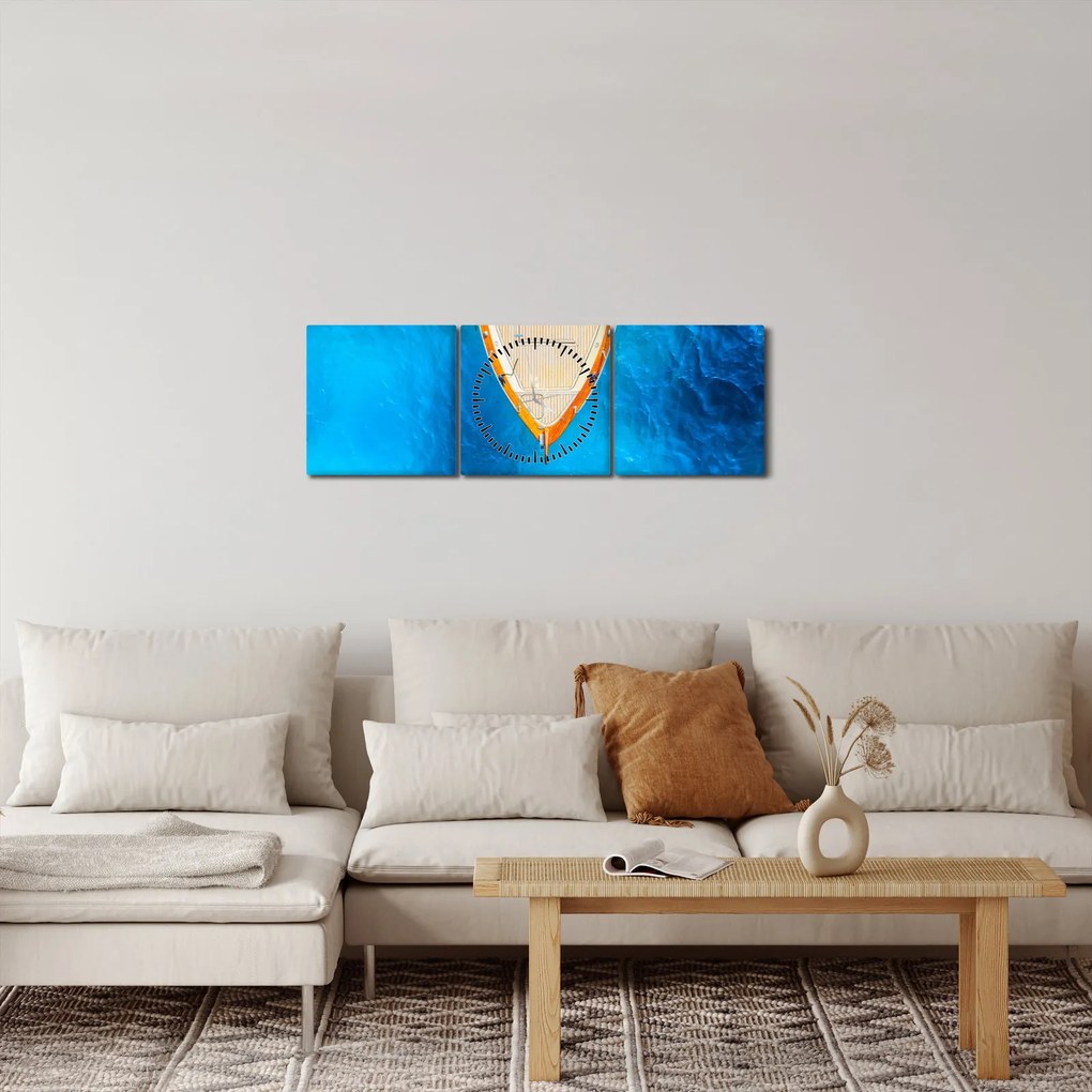 Obraz - Letnia łódź (z zegarem) (90x30 cm)