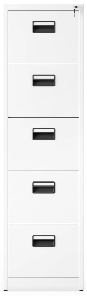 Metalowa szafa kartotekowa SARA V5, 460 x 1630 x 620 mm, biała