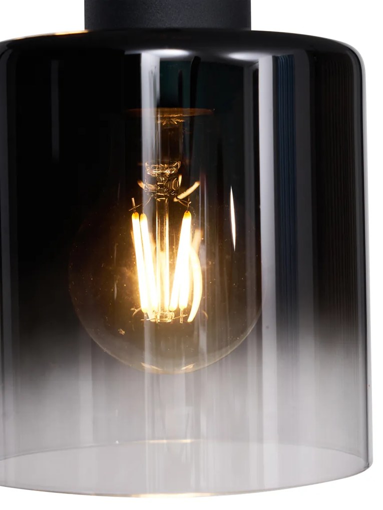 Nowoczesna lampa wisząca czarna z dymionym szkłem, 3-punktowa - Dame Nowoczesny Oswietlenie wewnetrzne