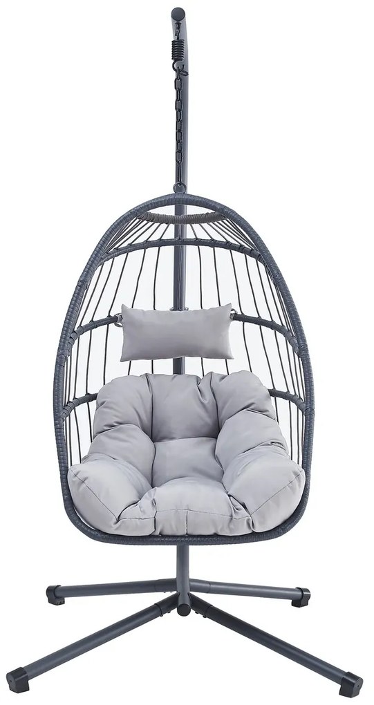 Autronic Wiszące krzesło, metal, polyratan, szary,AZ-V 1269GREY