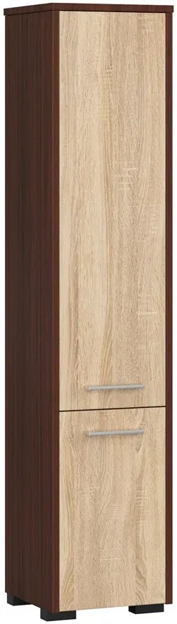 Regał łazienkowy z drzwiczkami wenge + dąb sonoma T2-W25