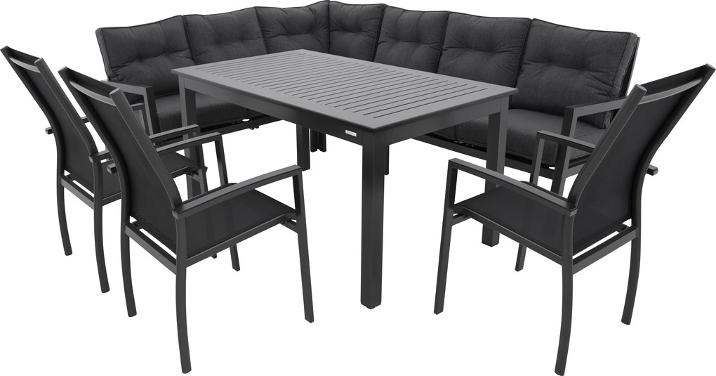 Doppler EXPERT LOUNGE, krzesła sztaplowane i sofa narożna, +1 ogrodowy zestaw wypoczynkowy 3+1