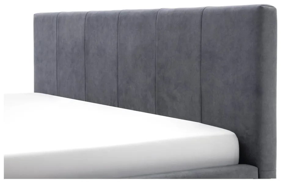 Antracytowe tapicerowane łóżko dwuosobowe ze schowkiem ze stelażem 180x200 cm Lizzano – Meise Möbel