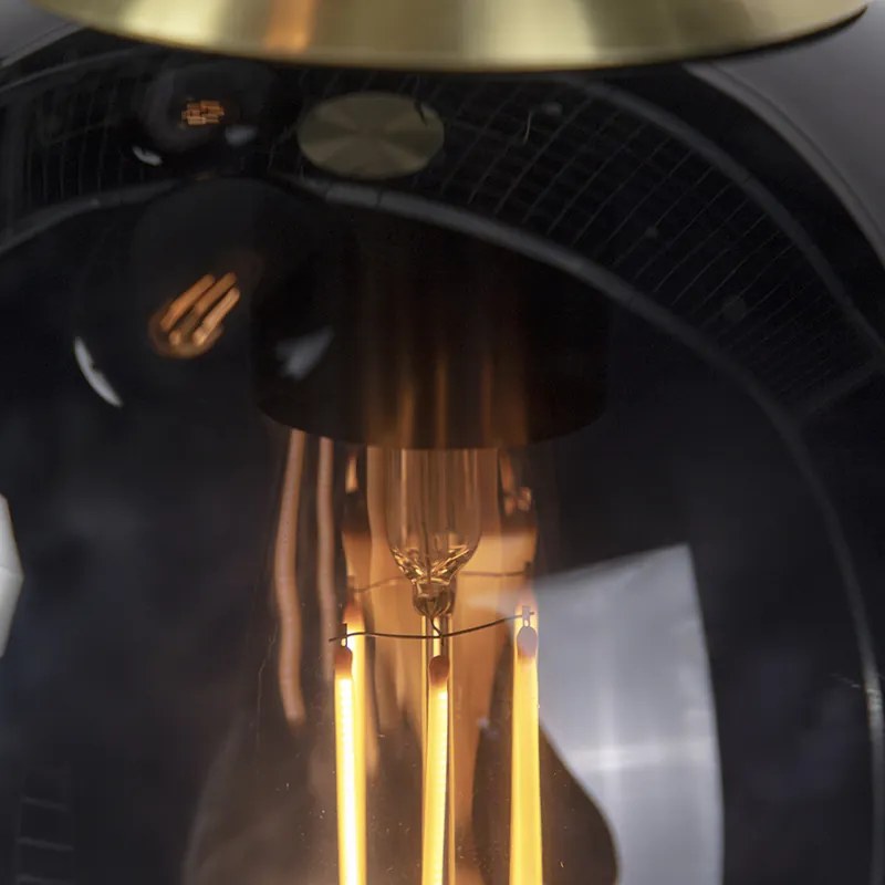 Lampa wisząca art deco złota z czarnym szkłem 3-światła - Pallon