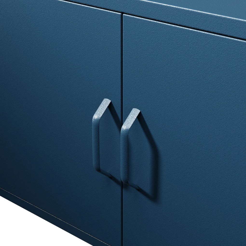 Szafka RTV metalowa na nóżkach granatowa Modern ROSA, 1150 x 595 x 400 mm
