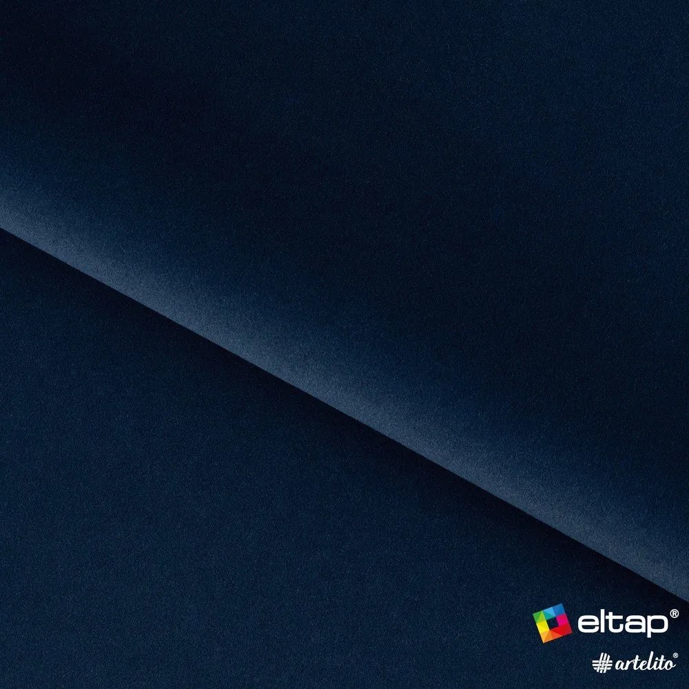 Ciemnoniebieskie tapicerowane łóżko dwuosobowe ze schowkiem ze stelażem 140x200 cm Plissa – ELTAP