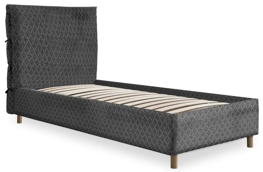 Szare tapicerowane łóżko jednoosobowe ze stelażem 90x200 cm Sleepy Luna – Miuform